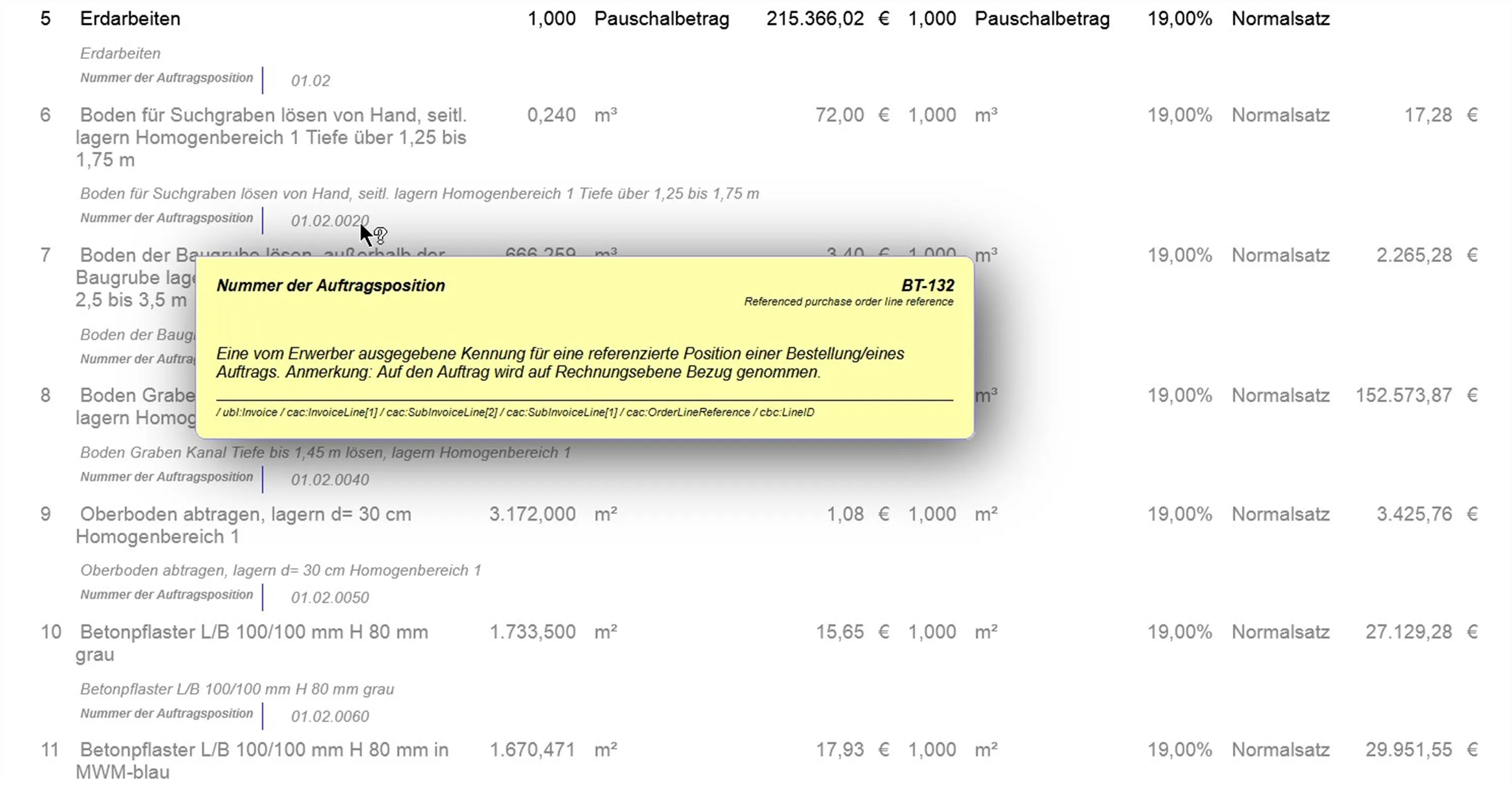 XRechnung mit Positionsliste und laufender Rechnungsnummer